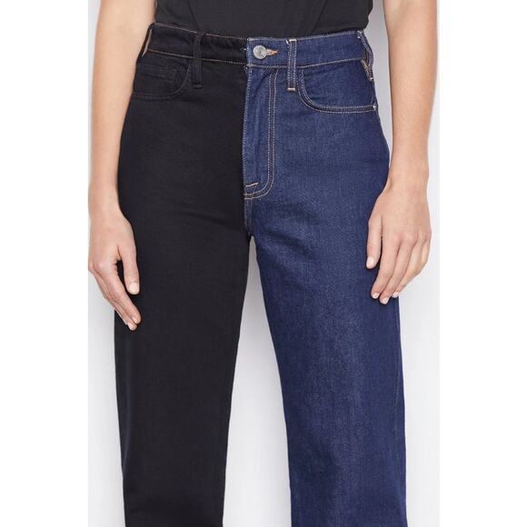 FRAME Womens Le Jane Colorblock Relaxed Jeans Size 23 Blue Black Dell Noir NWT - Picture 4 of 14
